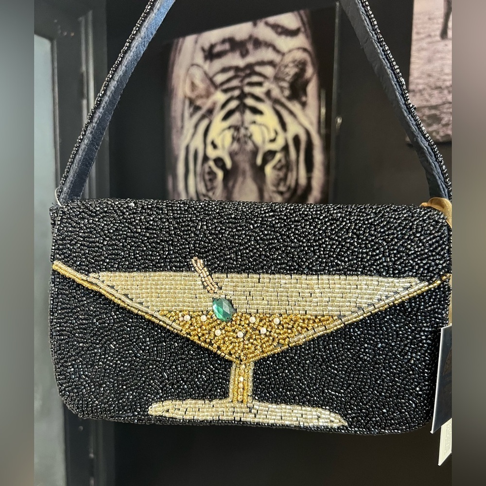 🍸🍸MADE IN INDIA STUNNING VIRAL HANDCRAFTED BEADED MARTINI BAG🍸🍸NWT - Picture 9 of 14